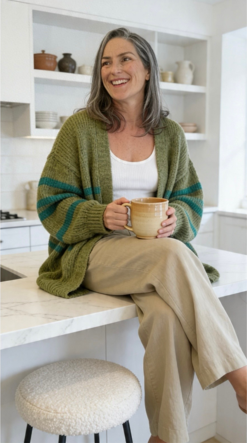 Pénélope Winkler, naturopathe à Paris 17e, dans la cuisine de son cabinet avec une tasse de thé